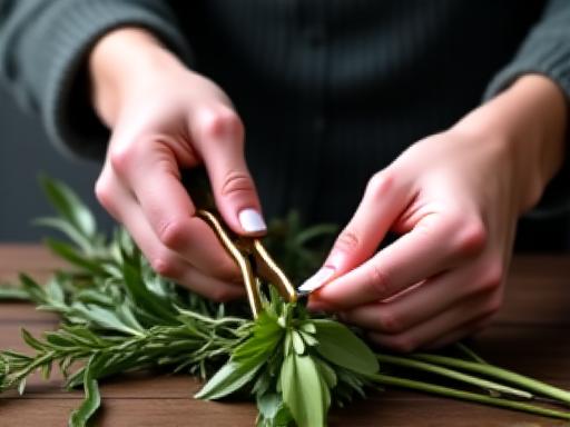 Detalje af blomsterpleje og opsætning
