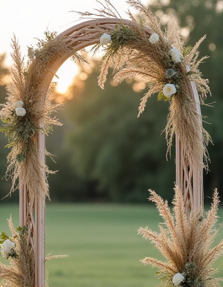 Blomsterbue til udendørs bryllupsceremoni