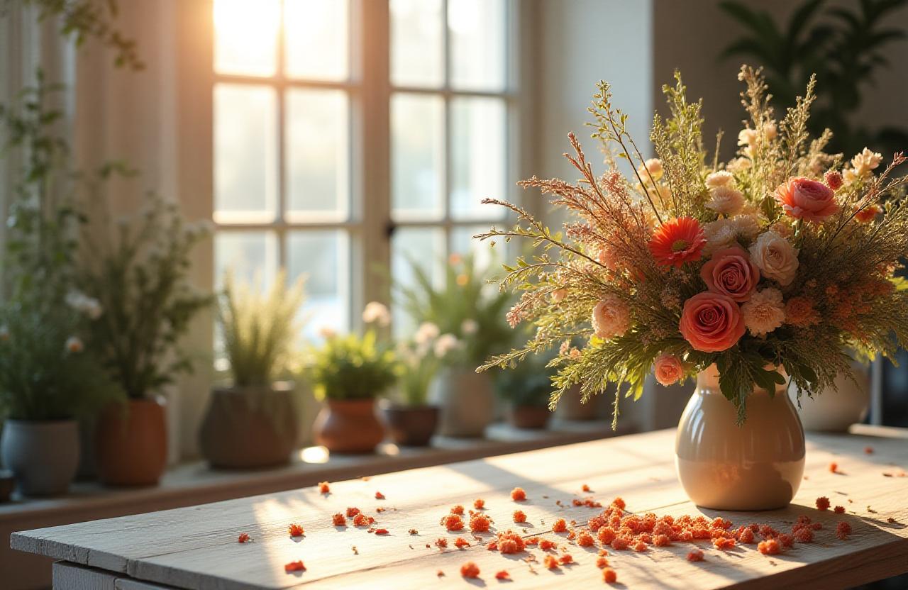 Smuk håndbundet buket i københavnsk atmosfære